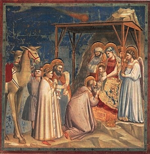 Giotto "Pokłon mędrców", kaplica Scrovegni, Padwa, ok. 1306-1309.